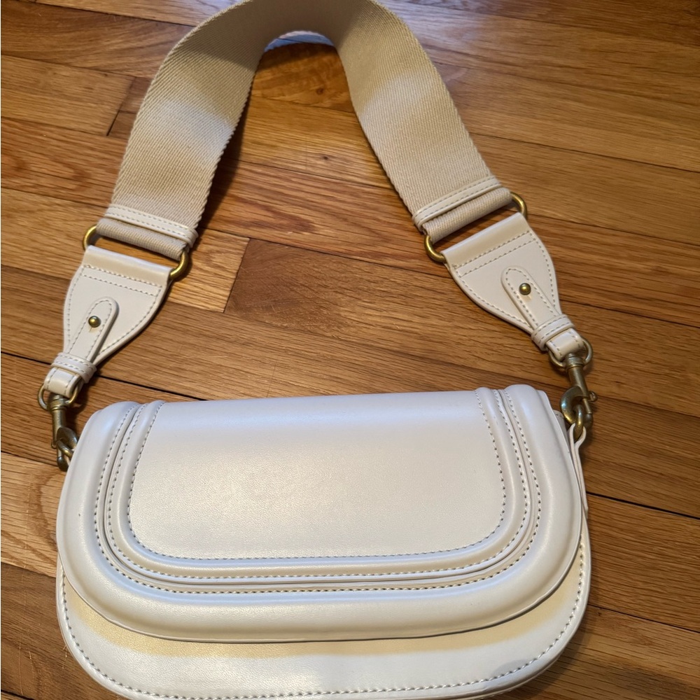 Zara Cream Crossbody Bag with Beige Strap